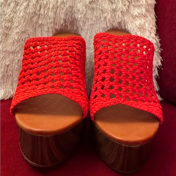 Jessica Simpson Red Woven Platform Mule